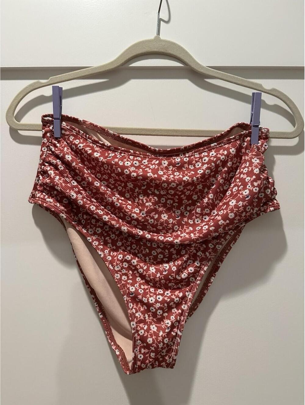 Cupshe Women's High-Waisted Bikini Bottoms Floral Print Size L